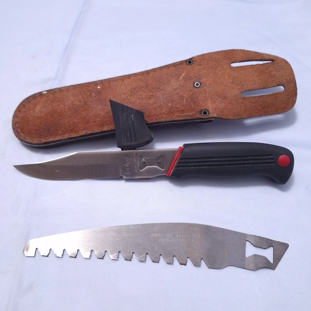 Vtg Kershaw 1095 L Blade Trader Knife Set Skinning Saw 8.5